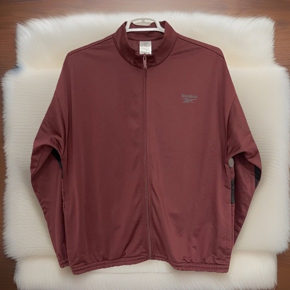 NWT Reebok Men's Track Jacket Identity Vector Tracktop Maroon-Full Zip XL Maroon - Picture 3 of 10